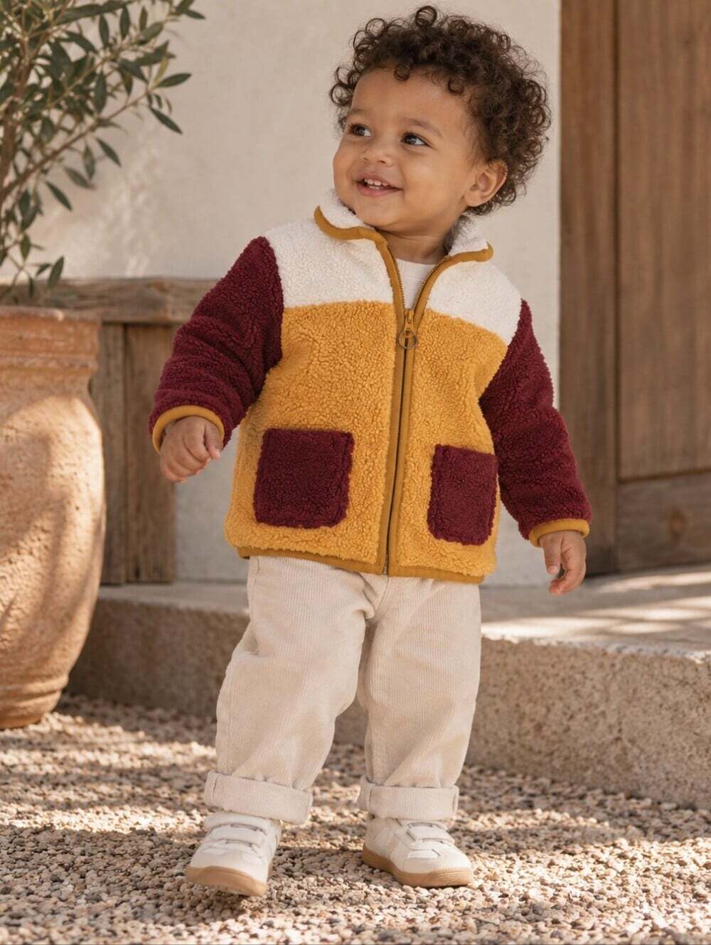 NWT Joe Fresh Baby Sherpa Fleece Jacket 12-18M Colorblock Teddy Coat